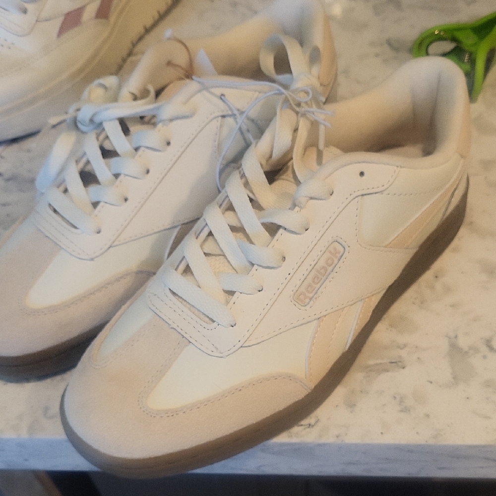 Reebok Cream and Tan Athletic Shoes